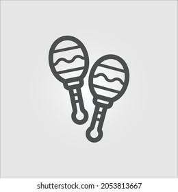 Isolated outline icon of two maracas representing latin identity