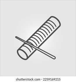 Isolated outline icon of a typical Brazilian carnival reco reco