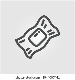 Isolated Outline Icon Of An Unwrapped Candy