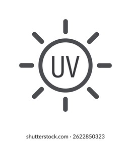 Isolated outline icon UV radiation form sunlight, skin protection sign