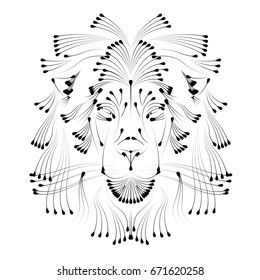 Isolated outline of a lion face, Vector illustration