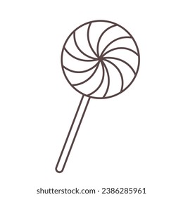 Isolated Outline lolly. Vector illustration of Element of Christmas and festive events Lolly candy sucker for kids