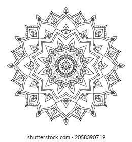 isolated outline mandala art therapy round decorative coloring book vector design element