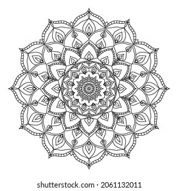 isolated outline mandala art therapy round decorative coloring book vector design element