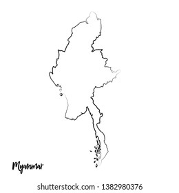 Myanmar Map Black Contour Curves On Stock Vector Royalty Free 763774783