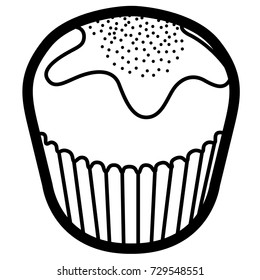 Isolated outline of a muffin, Vector illustration