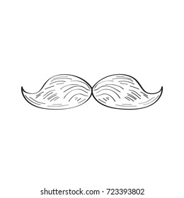 Isolated outline of a mustache, Vector illustration