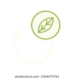Isolated outline of a natural leaf next to a recyclable symbol Vector illustration