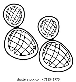 Isolated outline of a pair of earrings, Vector illustration