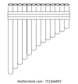 Isolated outline of a panflute, Vector illustration