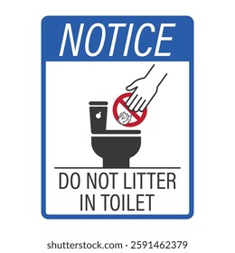 Isolated outline pictogram hand throw toilet paper on bowl WC, for keep clean, do not litter or bathroom sign