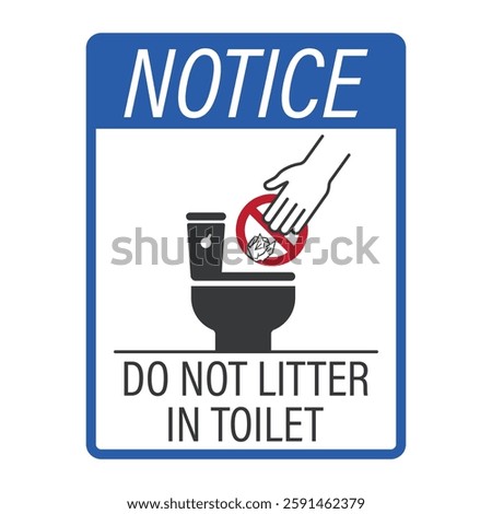 Isolated outline pictogram hand throw toilet paper on bowl WC, for keep clean, do not litter or bathroom sign