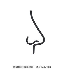 Isolated outline pictogram of nose, smell sense body part