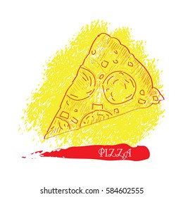 Isolated outline of a pizza, Vector illustration