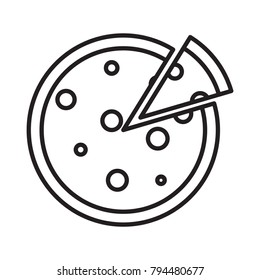 Isolated outline of a pizza, Vector illustration