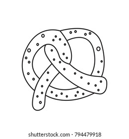 Isolated outline of a pretzel, Vector illustration