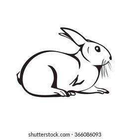 Isolated Outline Rabbit