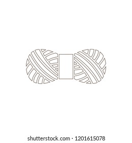Isolated outline skein of yarn or threads. Wool and knitting symbol