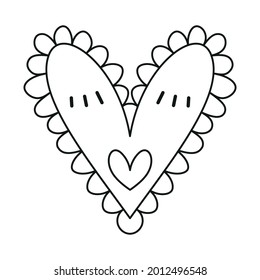 Isolated outline sketch of a heart shape Vector
