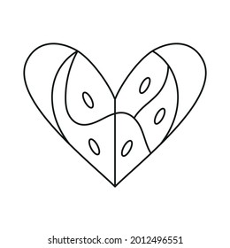 Isolated outline sketch of a heart shape Vector