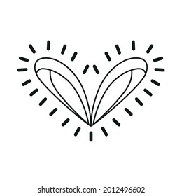 Isolated outline sketch of a heart shape Vector