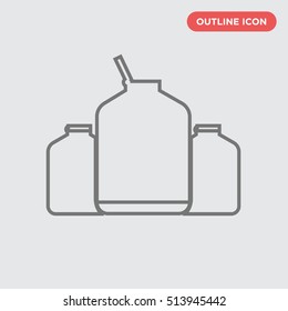 Isolated Outline of slim three keg vector icon white background