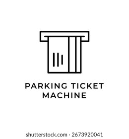 Ícone isolado do vetor de estilo de contorno de uma máquina de bilheteira de estacionamento, usado para obter um bilhete ao entrar em uma instalação de estacionamento.