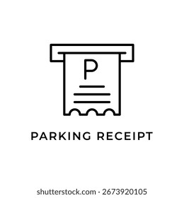 An isolated outline style vector icon of a parking receipt, representing the proof of payment for parking.