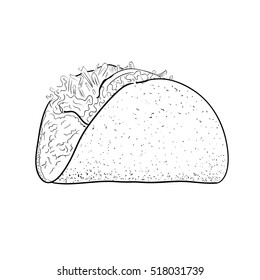 Isolated outline of a taco, Vector illustration