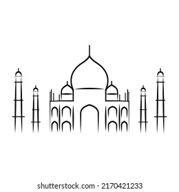 Isolated Outline Taj Mahal Landmark Vector Stock Vector (Royalty Free ...