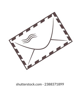 Isolated Outline Vector blank envelope without stamps and seals on the white background