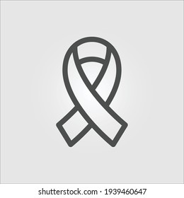Isolated outline vector icon of a cancer or  aids awareness ribbon