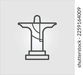 Isolated outline vector icon of Christ Redeemer