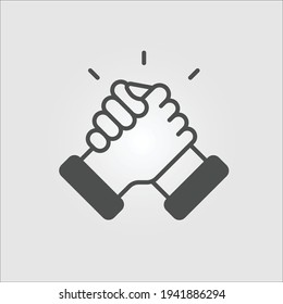 Isolated outline vector icon of gesture representing celebration or partnership