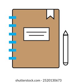 Isolated outline vector icon of a notebook 