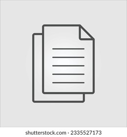 Isolated outline vector icon of a pair of document sheets, with editable stroke
