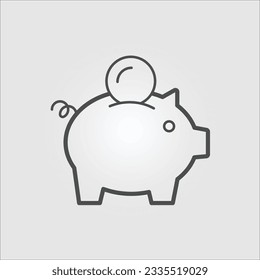 Isolated outline vector icon of a piggy bank with editable strokes