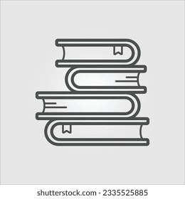 Icono de vector de contorno aislado de un montón de libros, con trazo editable