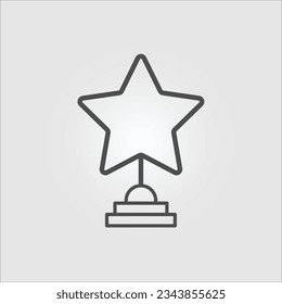 Isolated outline vector icon of a trophy in the shape of a star, with editable stroke