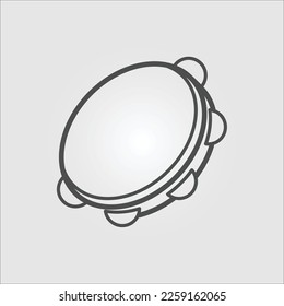 Isolated outline vector icon of a typical Brazilian Carnival tambourine