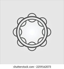 Isolated outline vector icon of a typical Brazilian Carnival tambourine