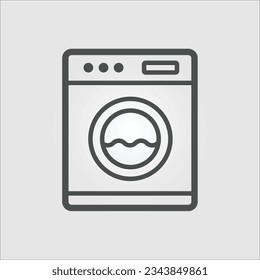 Isolated outline vector icon of a washing machine or dryer with editable stroke