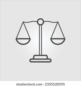 Isolated outline vector icon of weighing scales with editable stroke
