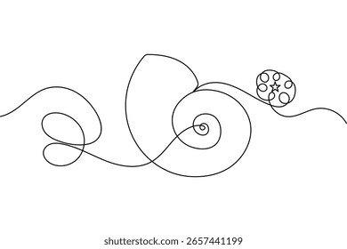 Isolated outline vector of a seashell in continuous one line minimalist drawing style illustration