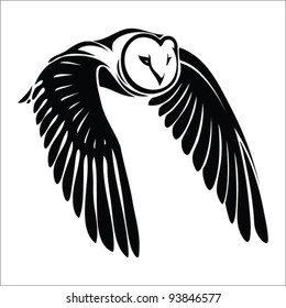 isolated owl in flight - vector illustration