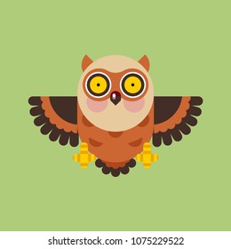 Isolated owl icon in modern flat style, with simple geometrical shapes only