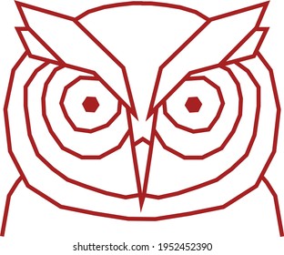 Isolated owl logo. Line graphic logo. Graphic owl portrait. Bird symbol. The symbol of wisdom.
