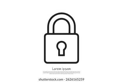 Isolated padlock icon in black outline. Featuring a classic keyhole design and set against a clear, transparent background. For design concepts.
