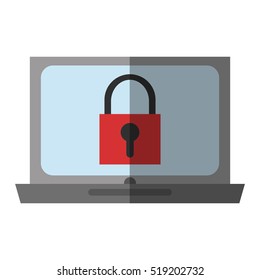 Isolated padlock inside laptop design