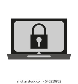 Isolated padlock inside laptop design